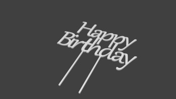 cake topper happy birthday (printed colour: white)